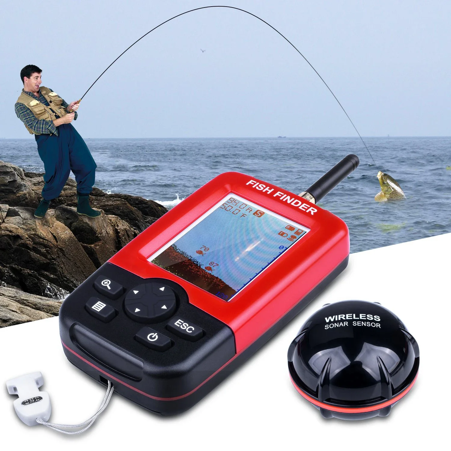 100M Portable Sonar Fish Finders Fishing lure Echo Sounder Fishing Finder Alarm Transducer Lake Sea Fishing - Image 3