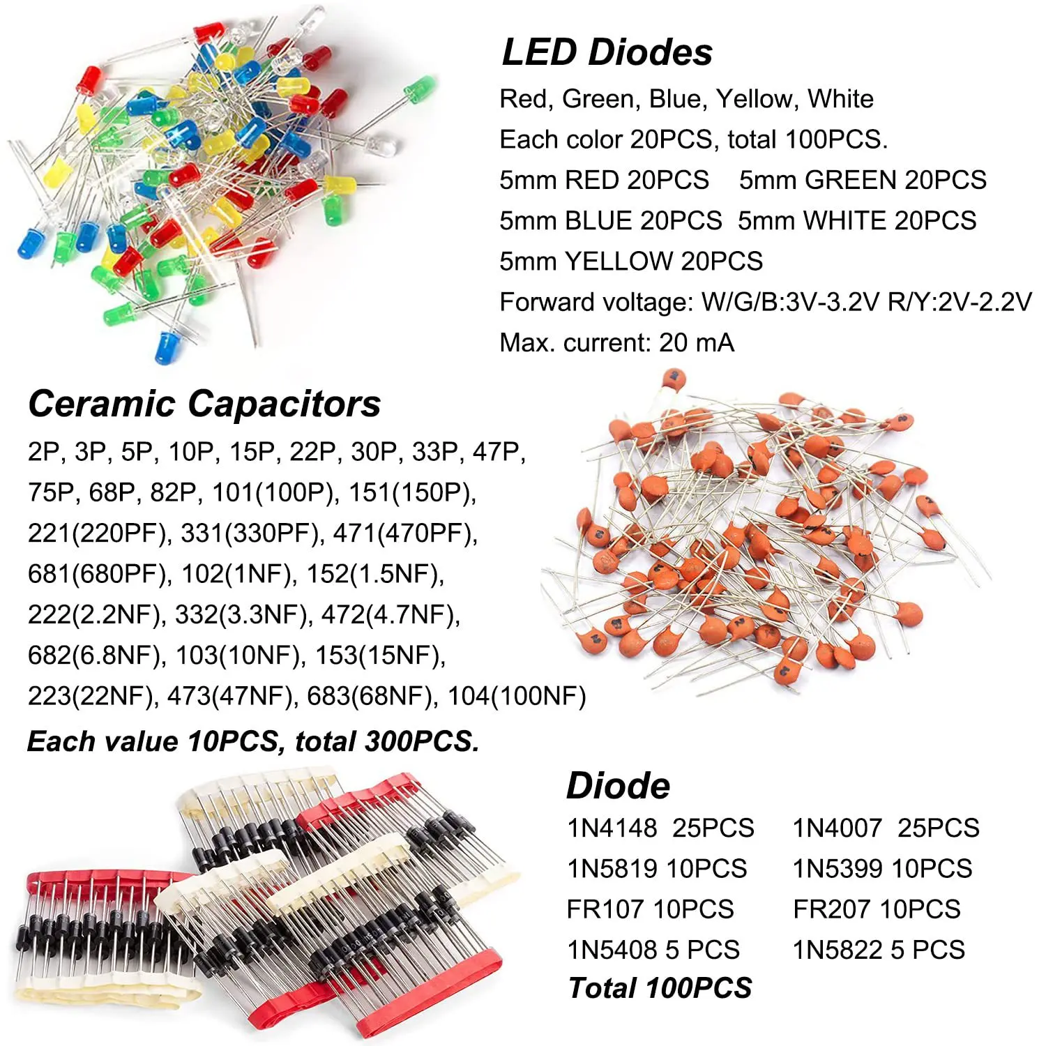 1500Pcs Electronic Components Starter Kit Resistor Capacitor LED Diode Transistor Assortment Pack for DIY Arduino - Image 4