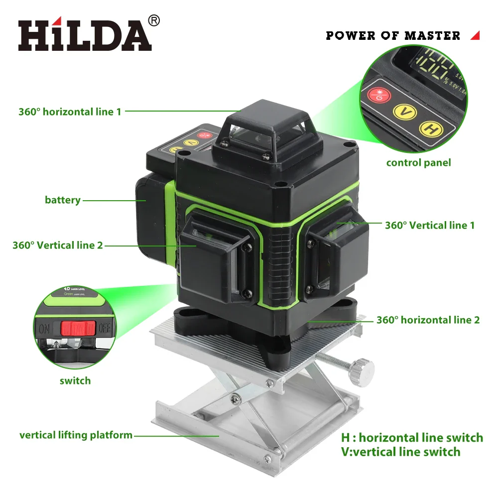 16 Lines 4D 360 Horizontal And Vertical Laser Level green line SelfLeveling  Super Powerful Laser level green Beam laser level - Image 3