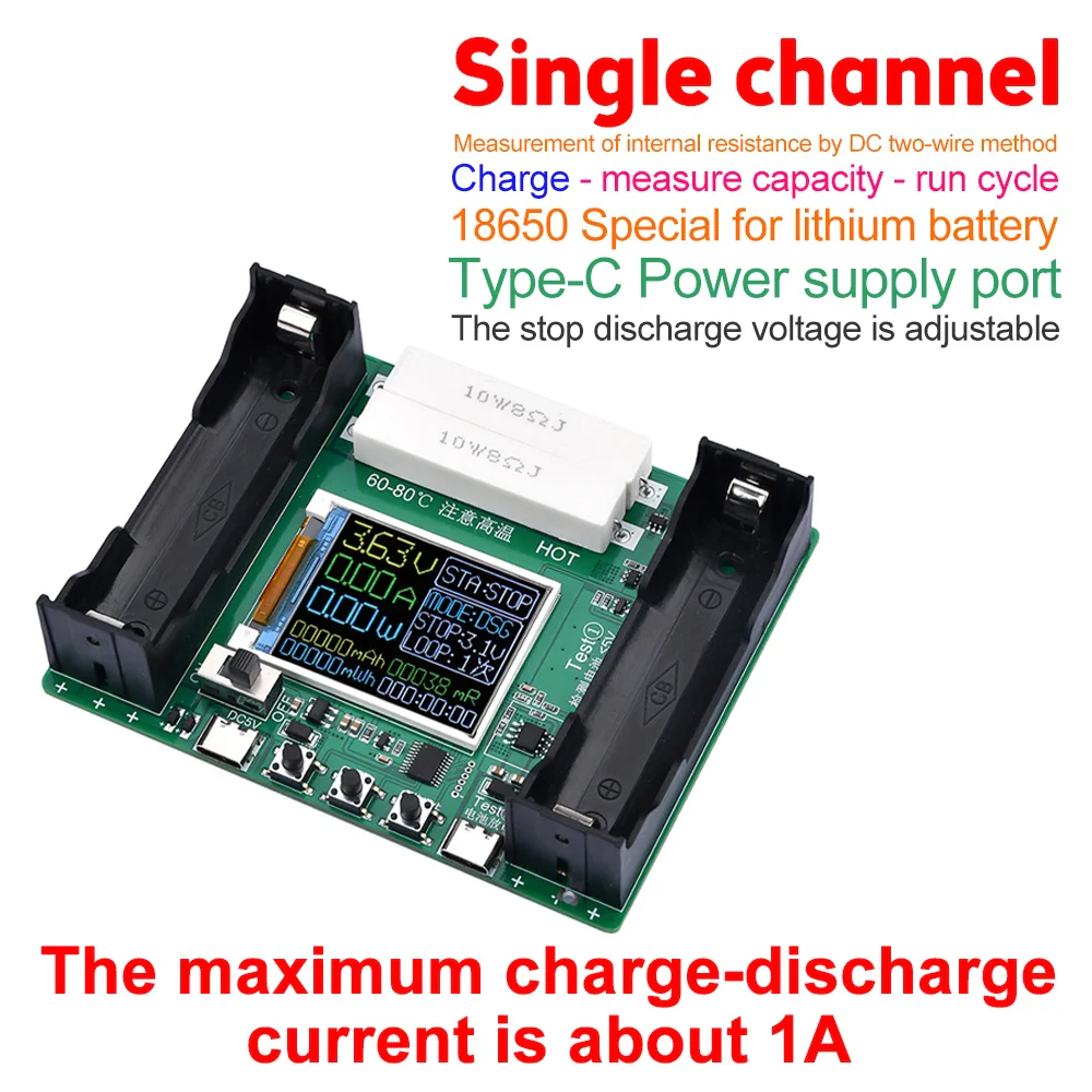 18650 Lithium Battery Capacity Tester Module MAh MWh Digital Battery Power Detector Module 18650 Battery Tester Type-C Auto Char - Image 8