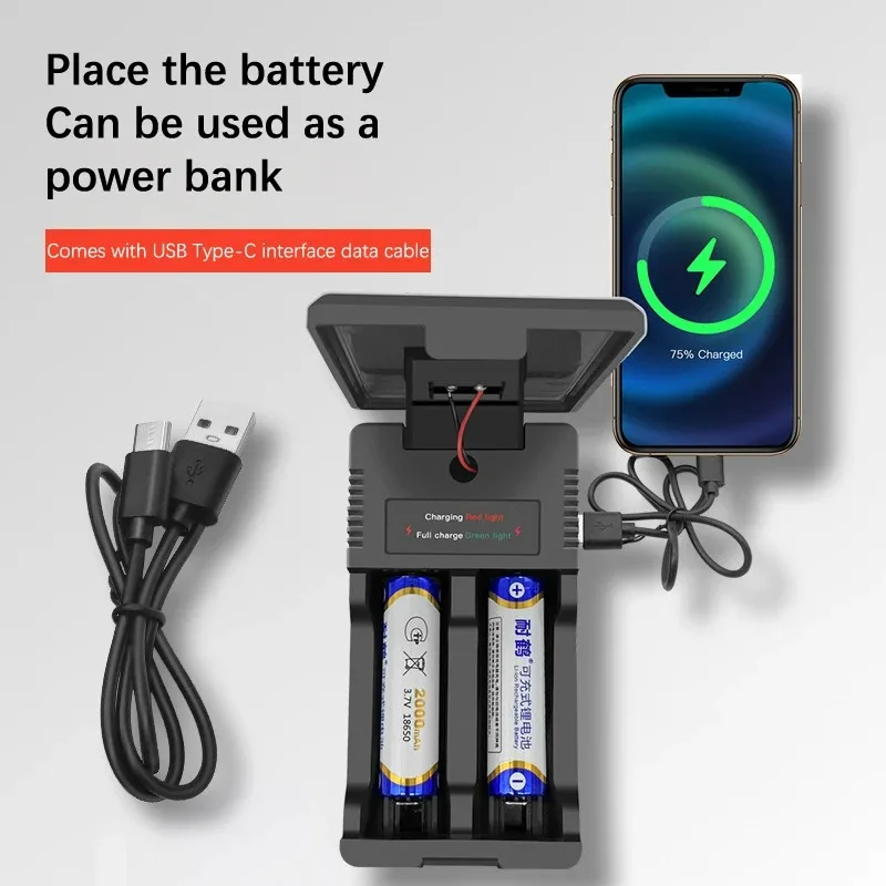 18650 Solar Battery Charger Multi Munctional Solar Type C Intelligent Lithium Battery Holder Power Bank Cases without Battery - Image 3
