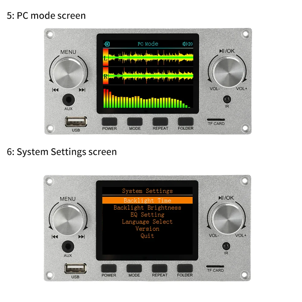 2.8-inch TFT Amplifier Bluetooth DC 4.5-5.0V 5W MP3 Decoder Board Car Audio USB TF FM Radio Module MP3 Player Color Screen - Image 5