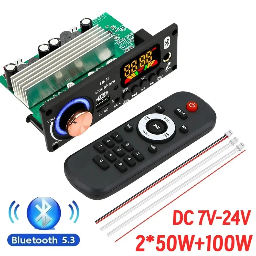 200W DIY Home Digital Amplifier MP3 Decoder Board 100W Audio Power Bluetooth 5.3 FM For Music Subwoofer Speakers Volume Control - Image 7