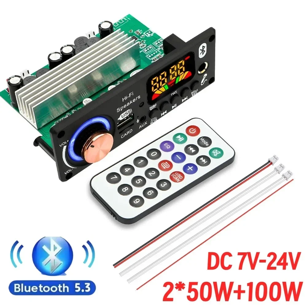 200W DIY Home Digital Amplifier MP3 Decoder Board 100W Audio Power Bluetooth 5.3 FM For Music Subwoofer Speakers Volume Control - Image 8