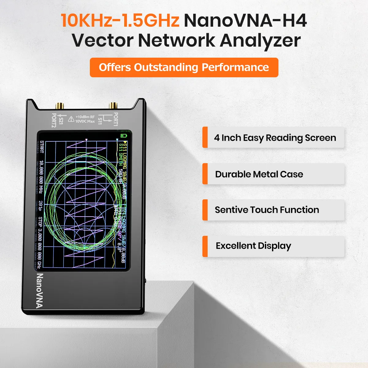 Updated NanoVNA-H4 4inch Vector Network Analyzer 10k-1.5GHz HF VHF UHF Antenna Analyzer Version 4.3 with SD Card Slot - Image 4