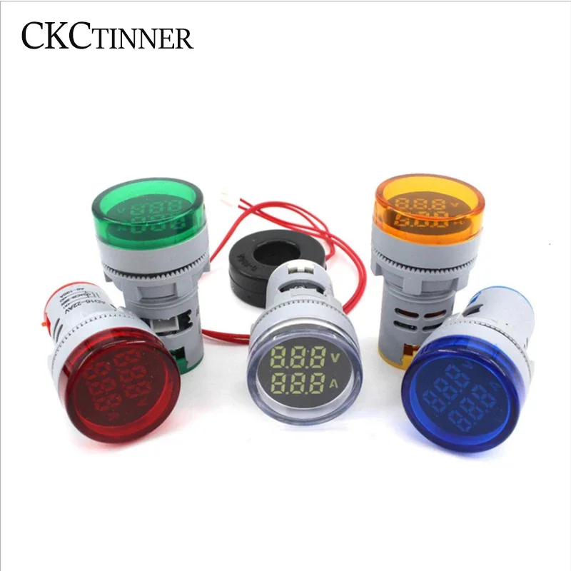 22mm AD16-22DVA Round LED Dual Display Volt Ampermeter Voltmeter 60-500V Ammeter Digital Voltage Current Ampere Meter Indicator - Image 3