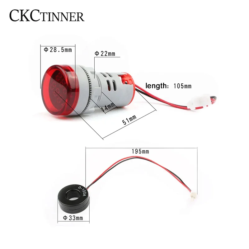 22mm AD16-22DVA Round LED Dual Display Volt Ampermeter Voltmeter 60-500V Ammeter Digital Voltage Current Ampere Meter Indicator - Image 4