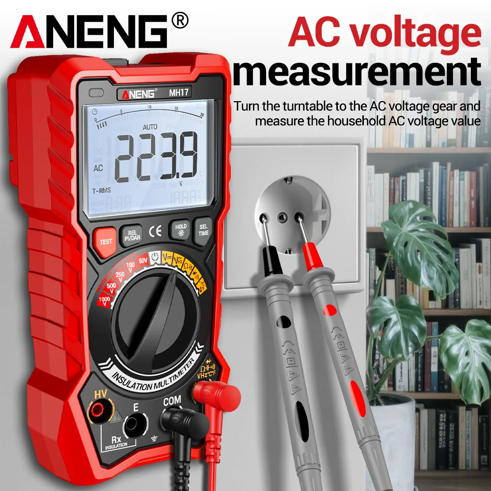 2in1 Insulation Resistance Digital Multimeter Rechargeable MH17 AC/DC Voltage True RMS 19999 Counts Tester tools - Image 2