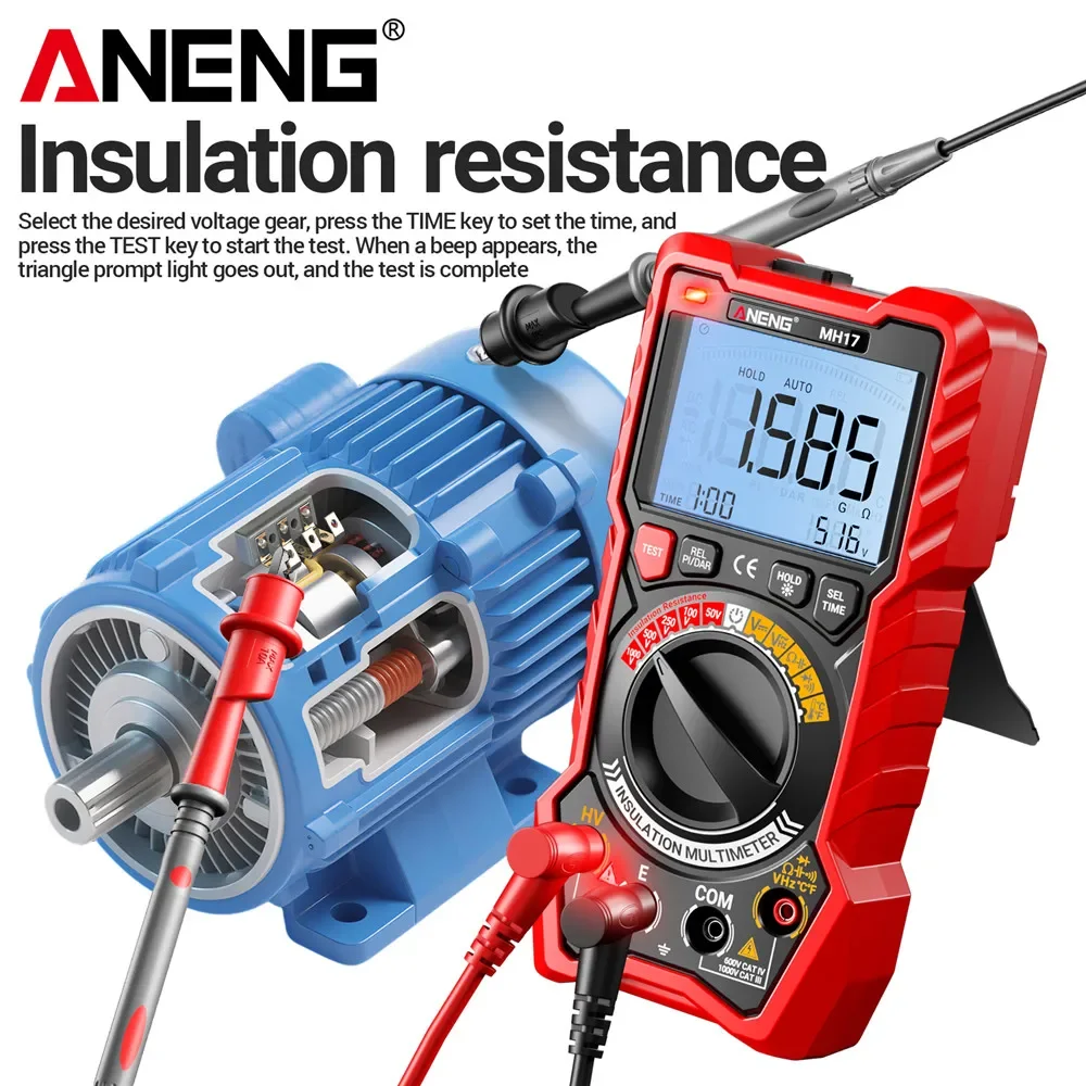 2in1 Insulation Resistance Digital Multimeter Rechargeable MH17 AC/DC Voltage True RMS 19999 Counts Tester tools - Image 3