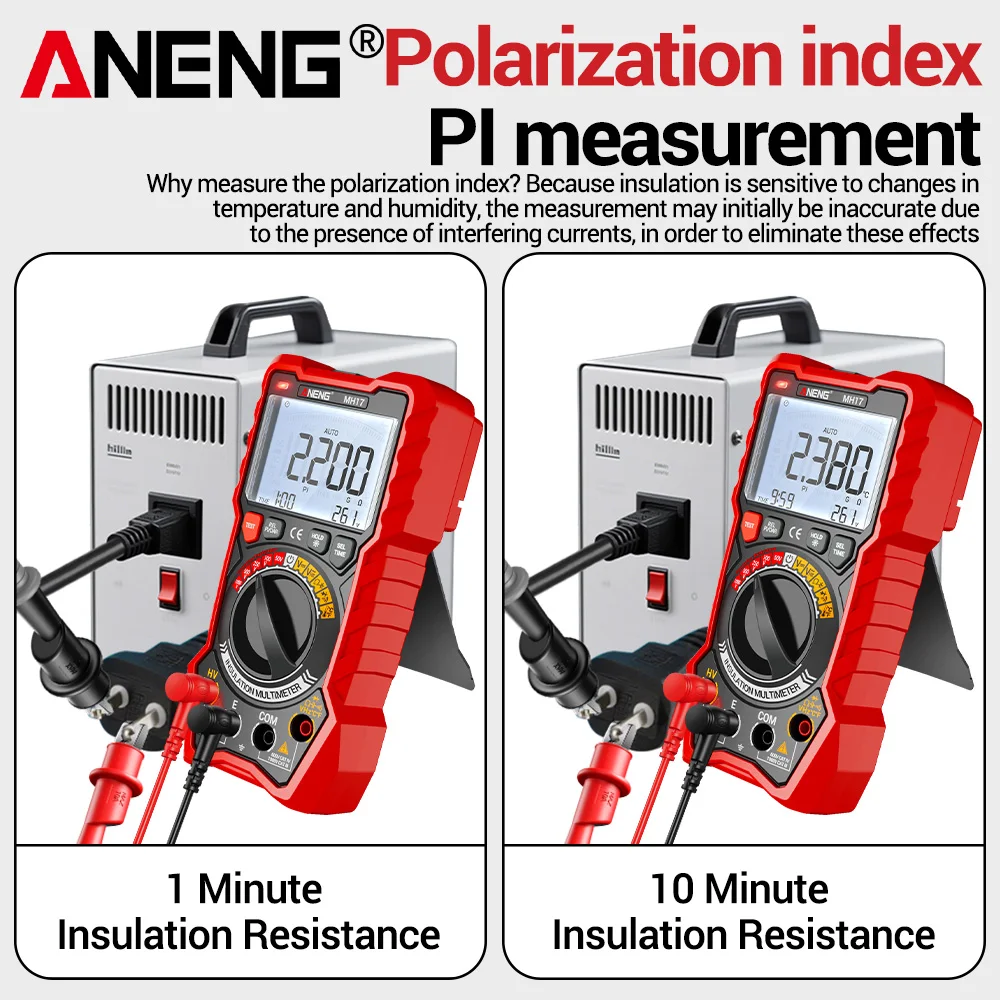 2in1 Insulation Resistance Digital Multimeter Rechargeable MH17 AC/DC Voltage True RMS 19999 Counts Tester tools - Image 4