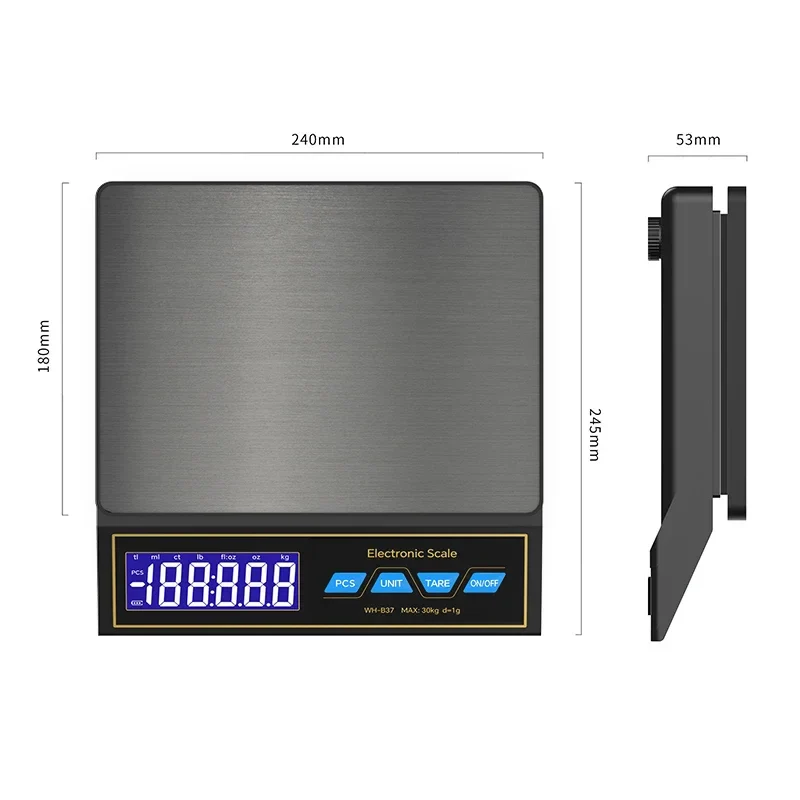 30kg/1g Digital Kitchen Scale Household Electronic Food Scale Rechargeable LCD Display Weighting Balance with Counting Function - Image 3