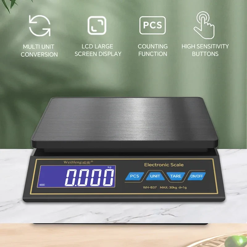 30kg/1g Digital Kitchen Scale Household Electronic Food Scale Rechargeable LCD Display Weighting Balance with Counting Function - Image 6