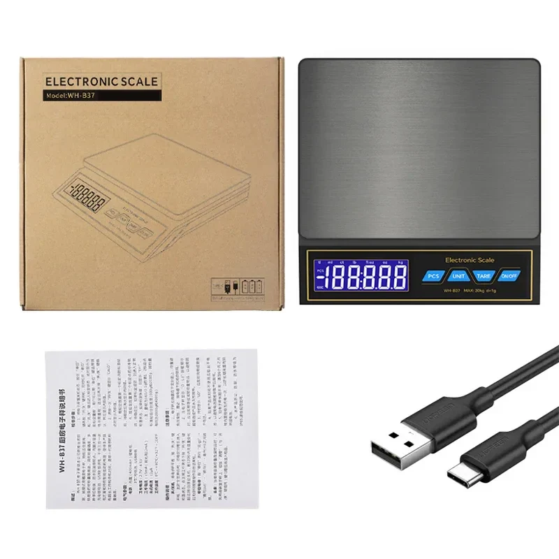 30kg/1g Digital Kitchen Scale Household Electronic Food Scale Rechargeable LCD Display Weighting Balance with Counting Function - Image 7