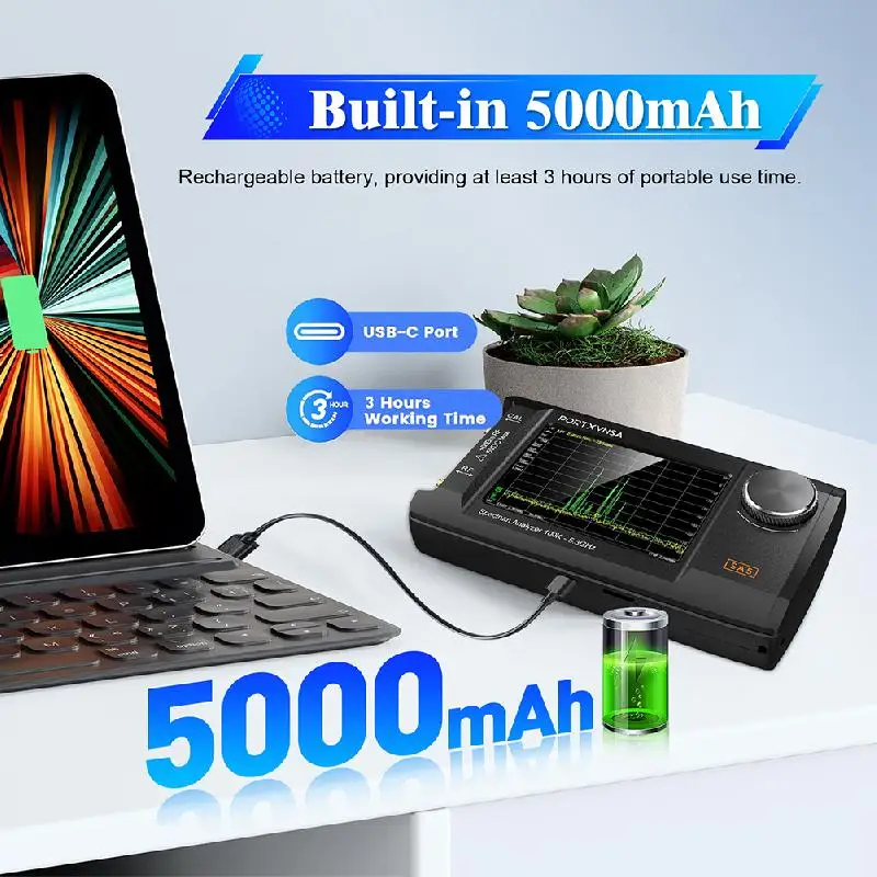 4 Inch IPS LCD SA5 Multi Functional Handheld Spectrum Analyzer 100k-5.3GHz 2-in-1 Signal Generator Built In 5000mAh Link To PC - Image 4