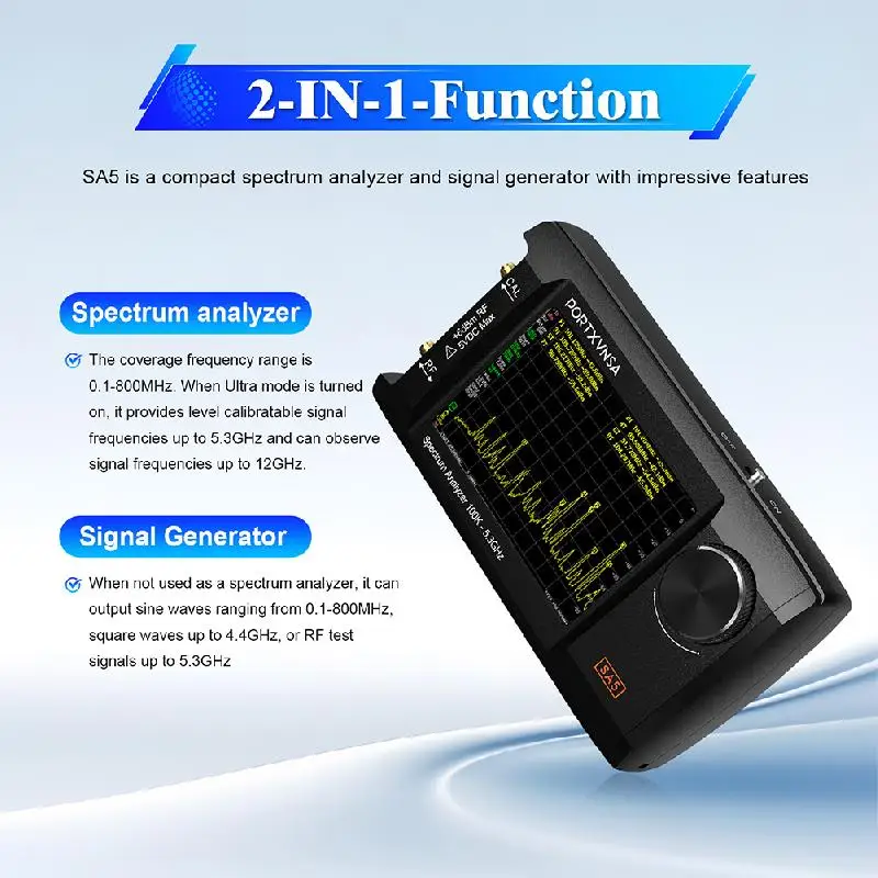 4 Inch IPS LCD SA5 Multi Functional Handheld Spectrum Analyzer 100k-5.3GHz 2-in-1 Signal Generator Built In 5000mAh Link To PC - Image 6