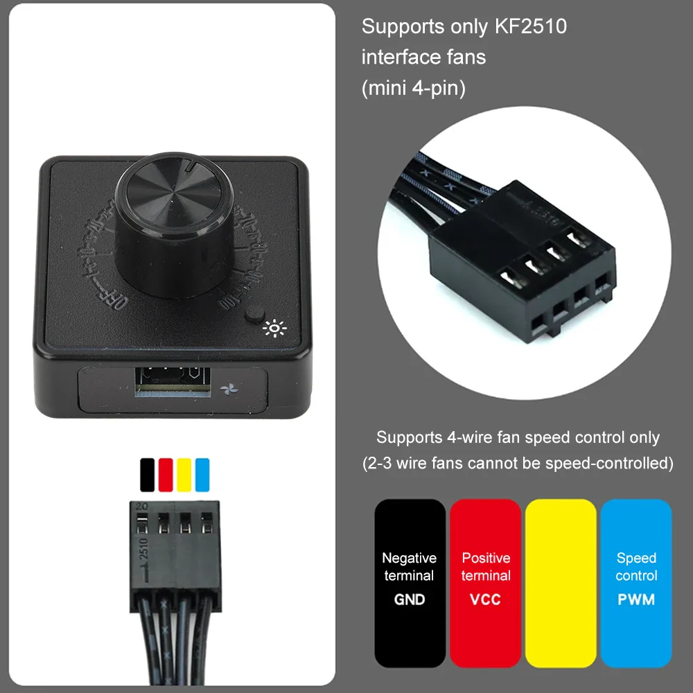 4 Wire Fan PWM Speed Controller PD QC Fast Charging Type C DC 24V 12V 5V Cooling Fan Speed Regulator - Image 6