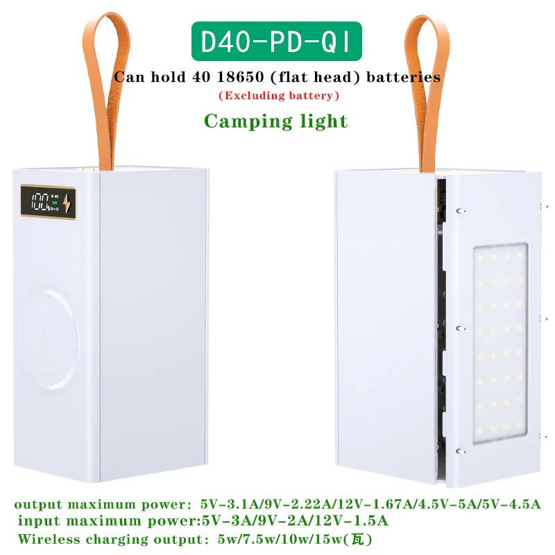 40*18650 DIY Power Bank Case Batteries Power Box Regular/PD Camping light Version Power Bank Shell  Batteries Power Shell - Image 10