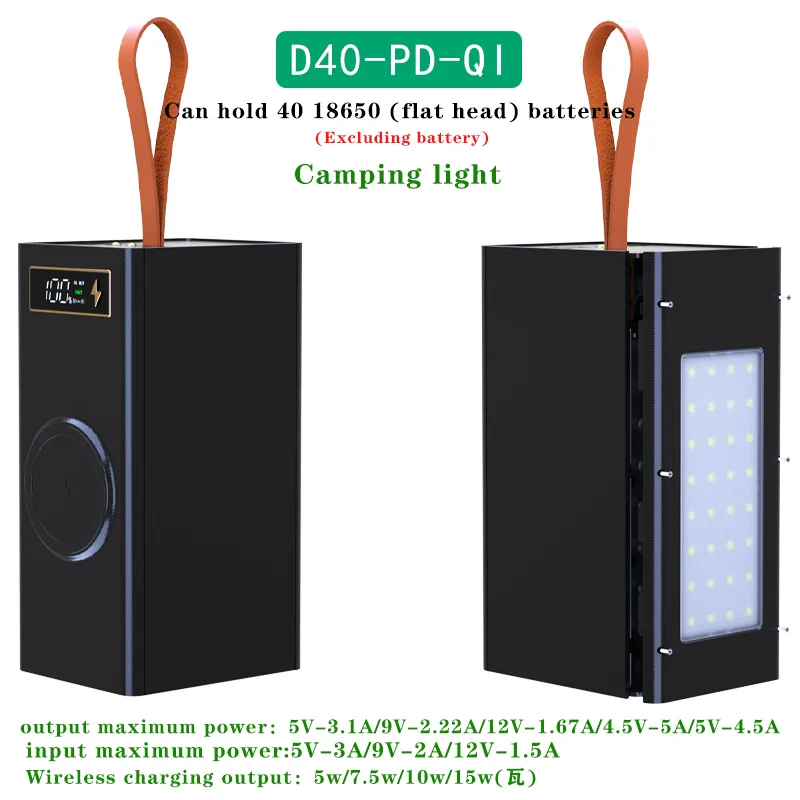 40*18650 DIY Power Bank Case Batteries Power Box Regular/PD Camping light Version Power Bank Shell  Batteries Power Shell - Image 11