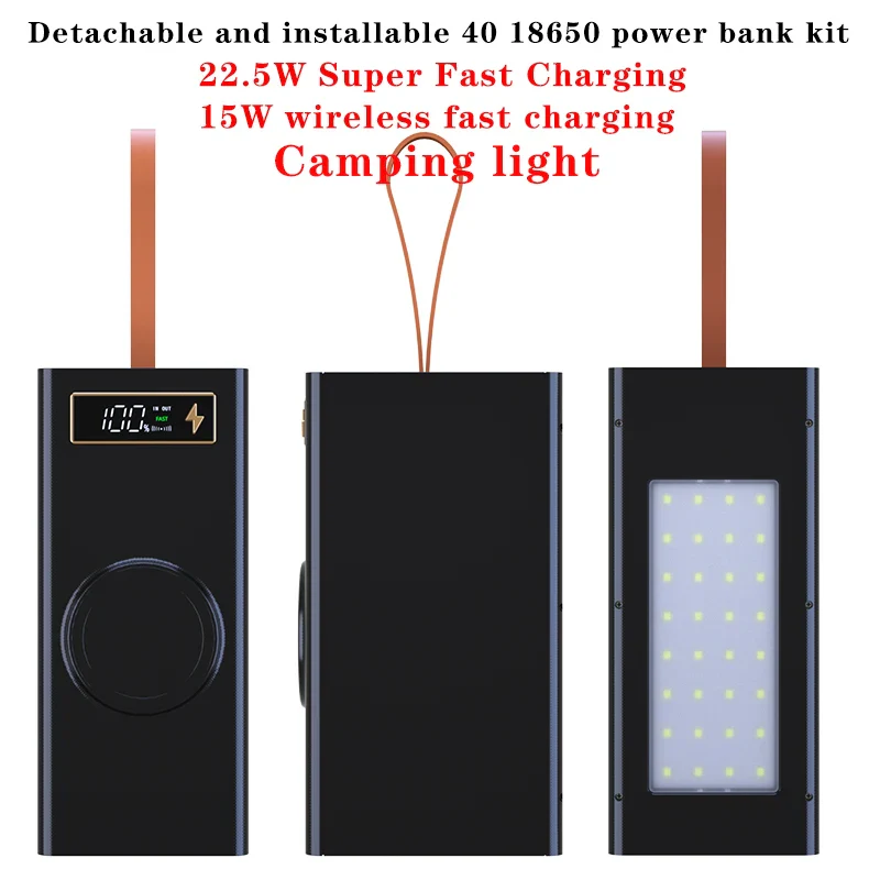 40*18650 DIY Power Bank Case Batteries Power Box Regular/PD Camping light Version Power Bank Shell  Batteries Power Shell - Image 3