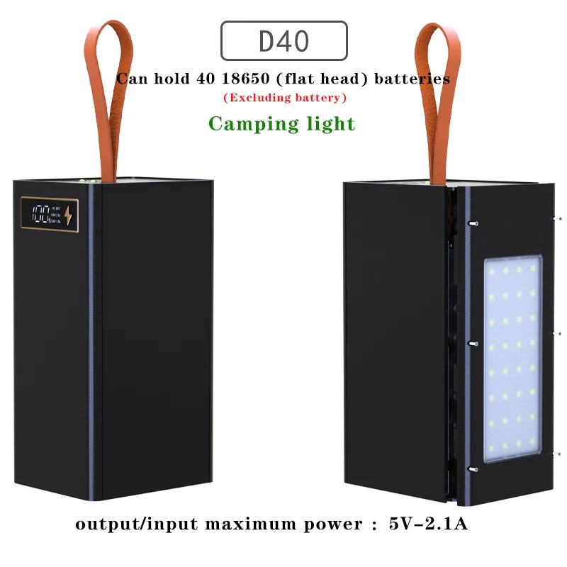 40*18650 DIY Power Bank Case Batteries Power Box Regular/PD Camping light Version Power Bank Shell  Batteries Power Shell - Image 7