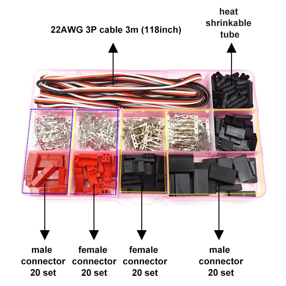 40 Sets Servo Plug Male Female Connector Crimp Pin Cable Kit Compatible JST SYP Futaba for Hitec Spektrum RC - Image 3