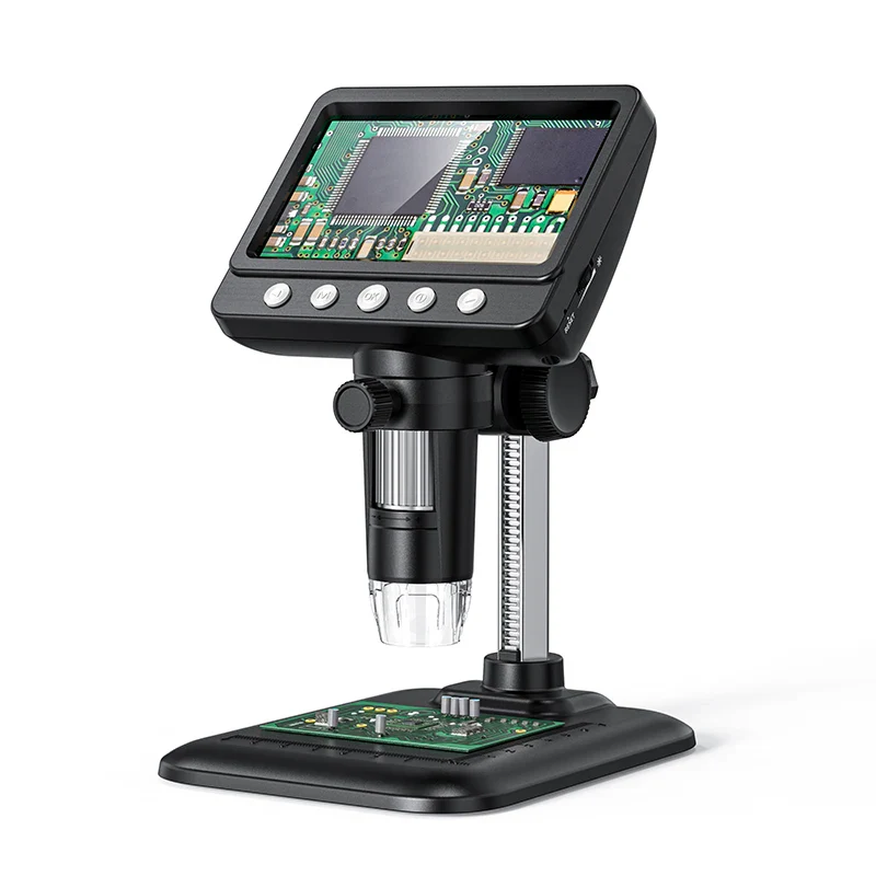 50-1000X Digital Microscope 4.3 Inch IPS 2MP HD Lens 8LED Adjust Light 2000mAh Electronic Microscopio Repair Coin PC Magnifier - Image 3