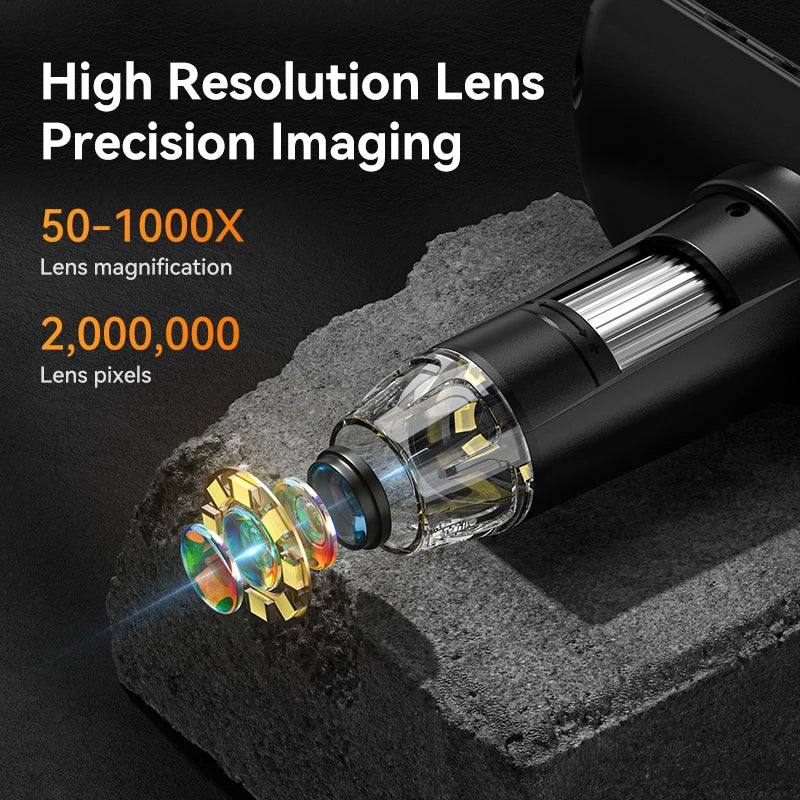 50-1000X Digital Microscope 4.3 Inch IPS 2MP HD Lens 8LED Adjust Light 2000mAh Electronic Microscopio Repair Coin PC Magnifier - Image 6