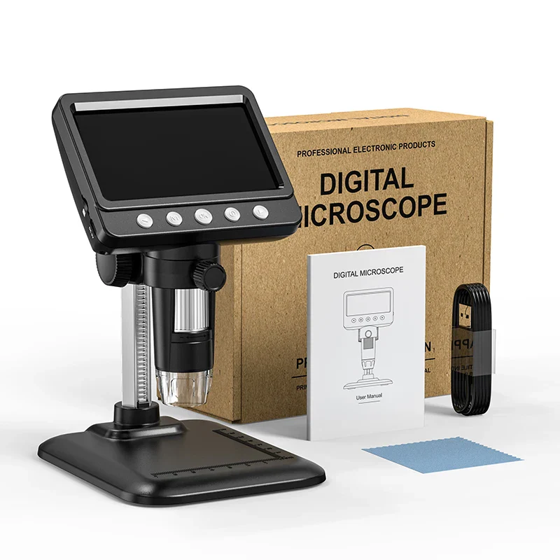 50-1000X Digital Microscope 4.3 Inch IPS 2MP HD Lens 8LED Adjust Light 2000mAh Electronic Microscopio Repair Coin PC Magnifier - Image 7