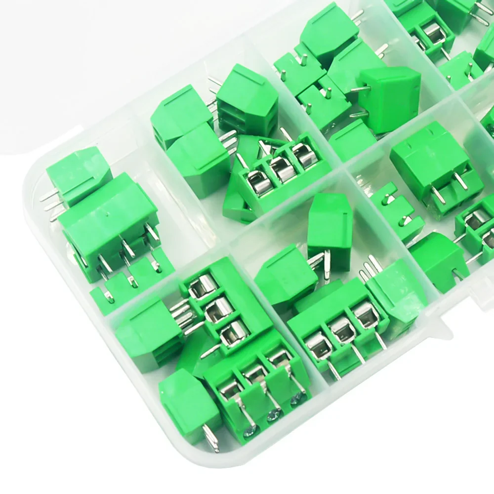 50Pcs/BOX Green Blue Pitch 5.0mm Straight Pin 2P 3P Screw PCB Terminal Block Connector 10A 300V 24-18AWG - Image 5