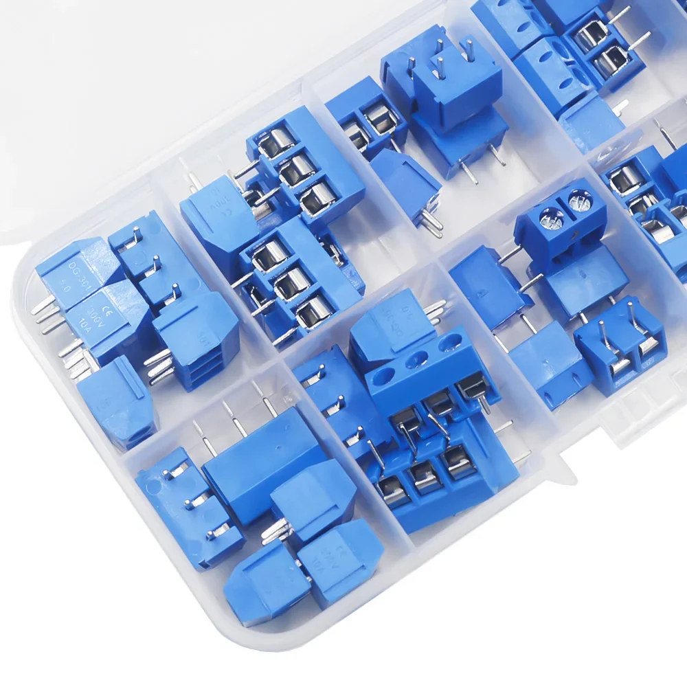 50Pcs/BOX Green Blue Pitch 5.0mm Straight Pin 2P 3P Screw PCB Terminal Block Connector 10A 300V 24-18AWG - Image 6