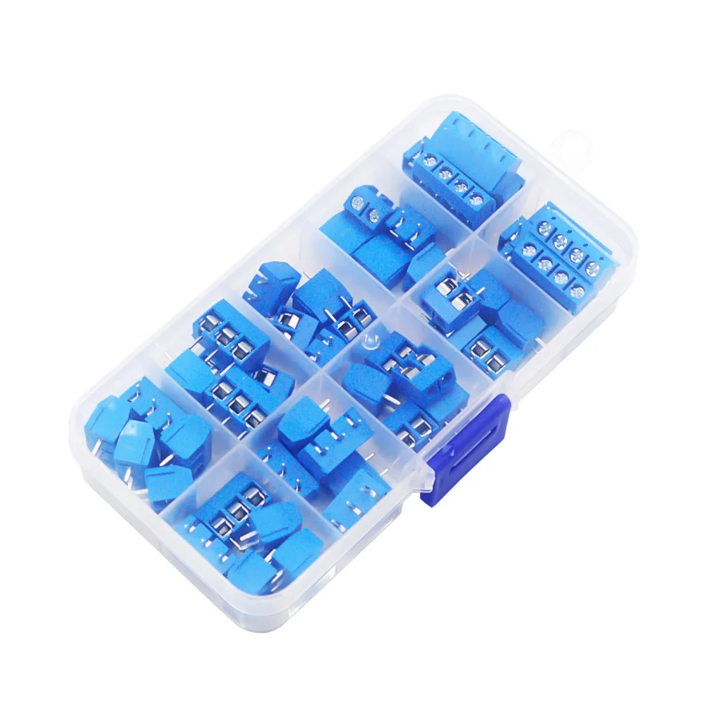 50Pcs/BOX Green Blue Pitch 5.0mm Straight Pin 2P 3P Screw PCB Terminal Block Connector 10A 300V 24-18AWG - Image 8