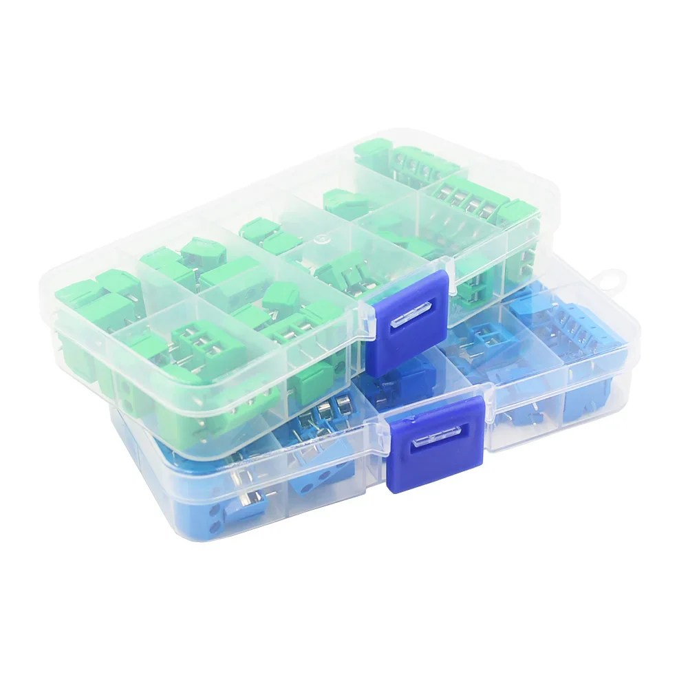 50Pcs/BOX Green Blue Pitch 5.0mm Straight Pin 2P 3P Screw PCB Terminal Block Connector 10A 300V 24-18AWG - Image 9
