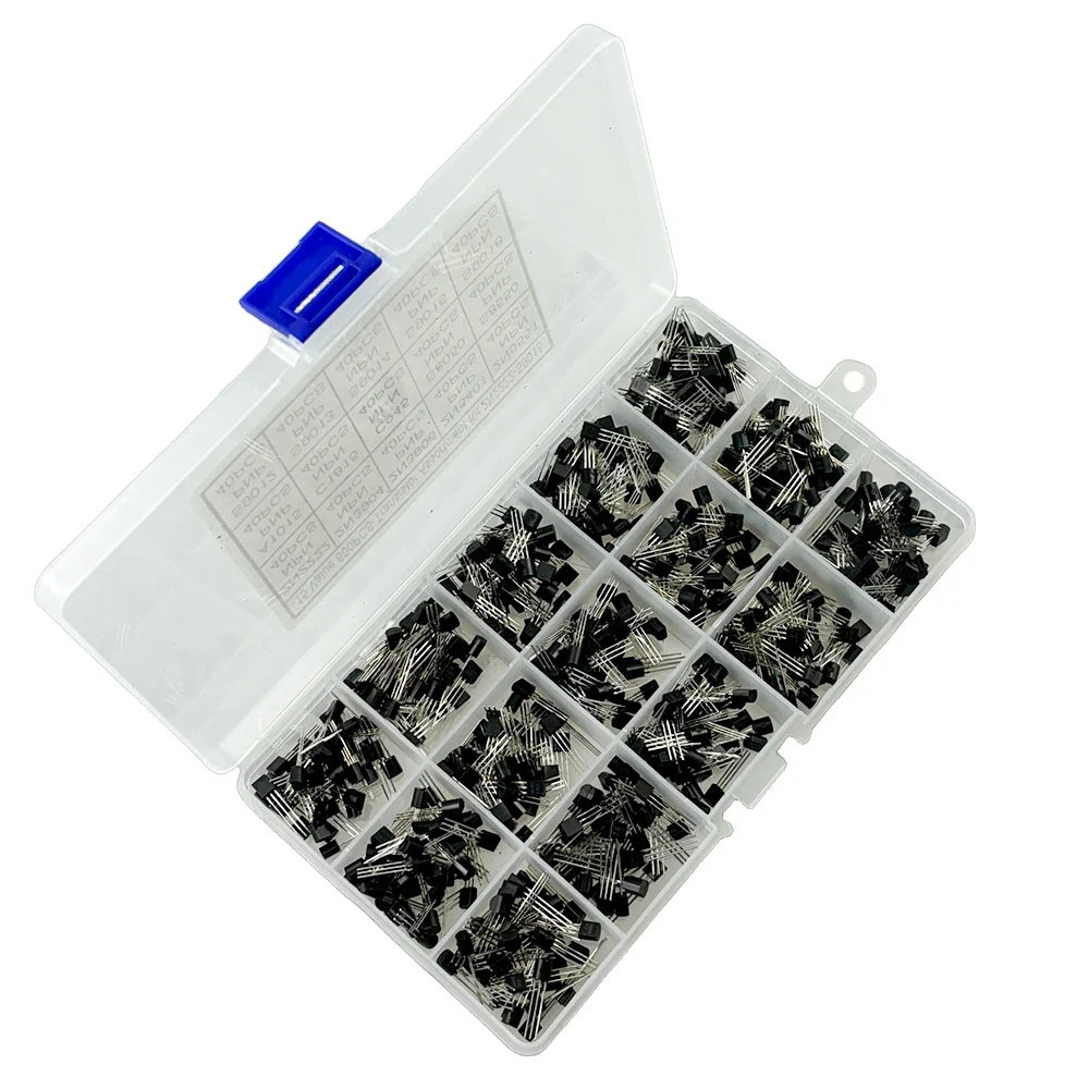 600pcs Transistor Kit  A1015 C1815 C945 S8050 S8850 2N2222 2N3904 2N3906 2N5401 2N5551 PNP NPN S9012-S9015 S9018 15 Kinds - Image 5