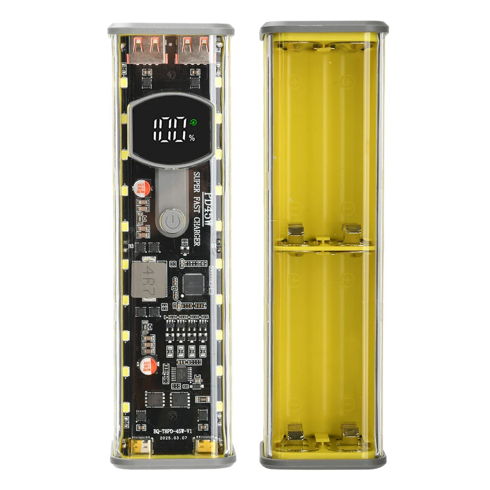 8*18650 Battery Case PD 45W Super Fast Charging Transparent Rechargeable Case Weldless Box With Outdoor Light - Image 8