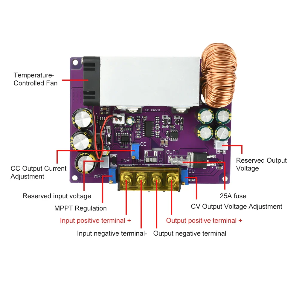 800W 25A MPPT Solar Charger Power Supply Module 18V-90V to 2-60V DC-DC Step Down Buck Converter Auto Charging Board Ideal Diode - Image 3