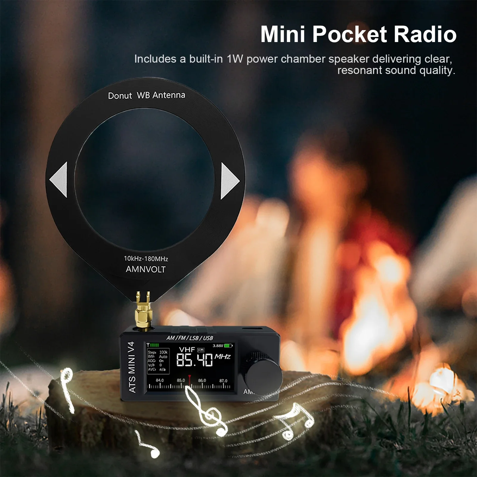 AMNVOLT V4 ATS MINI Radio with Headphone Amplifier LSB USB Transistor Pocket Radios Si4732 DSP Radio for Indoor Outdoor - Image 2