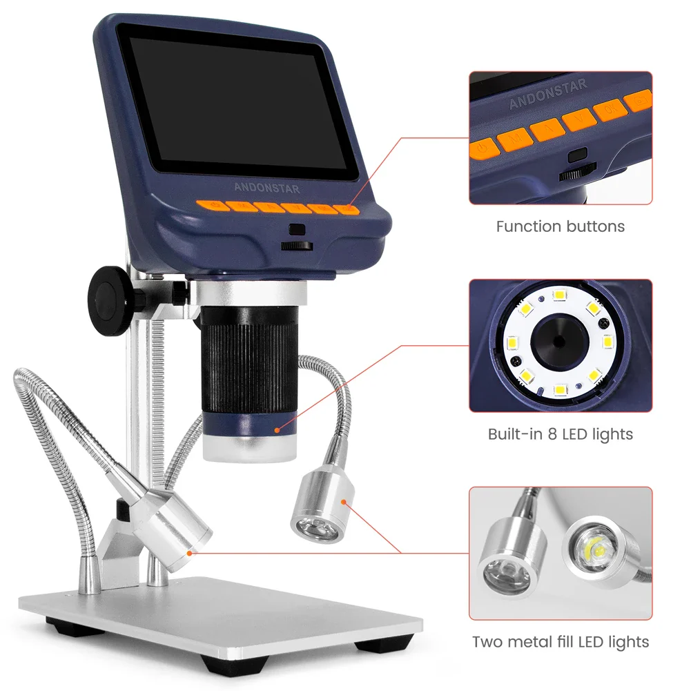 Andonstar AD106S USB Digital Microscope with Screen for Phone Repair Soldering Tool BGA SMT Jewelry Appraisal Biologic Use Kids - Image 4