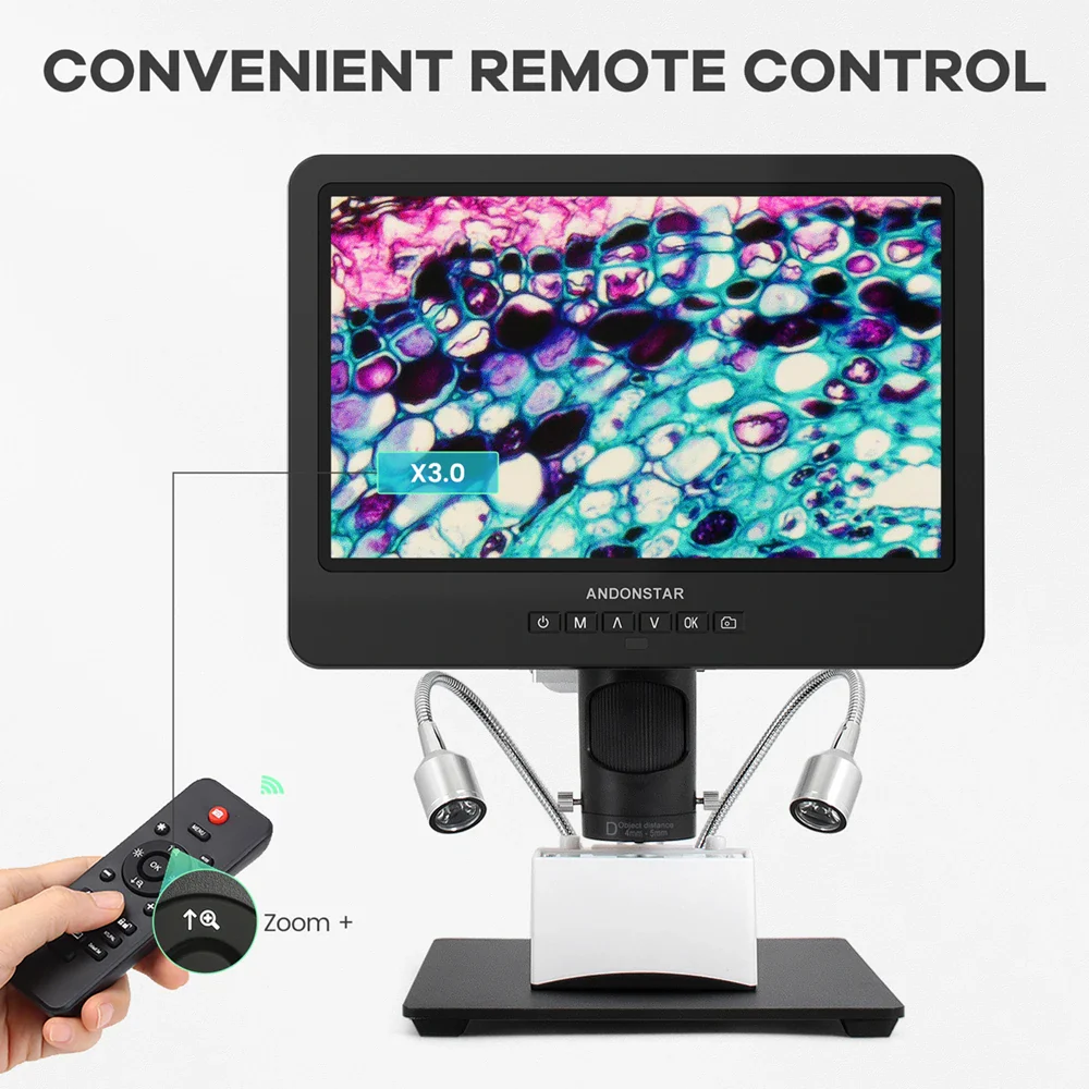 Andonstar AD249S-M 10.1'' IPS LCD UHD 2160P HDMI Digital Microscope 2000X with 3 Lens for PCB Phone Repair Soldering Microscopio - Image 4