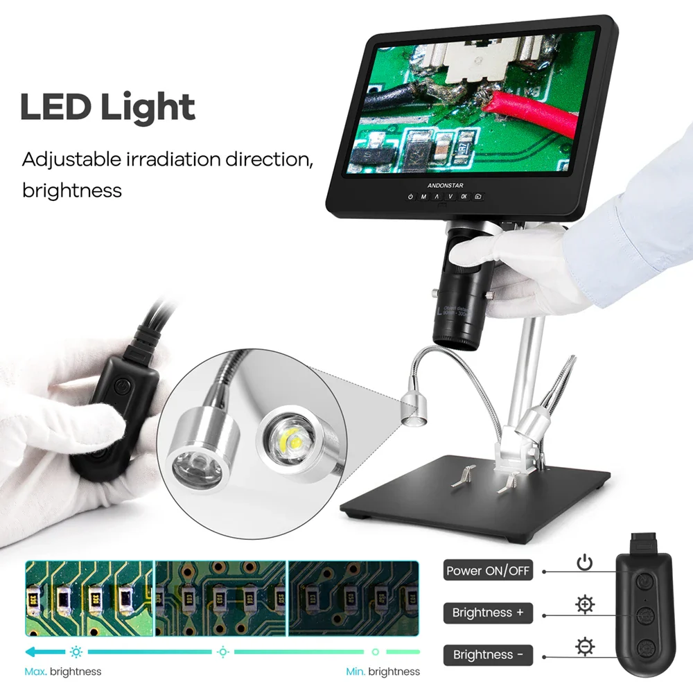 Andonstar AD249S-M 10.1'' IPS LCD UHD 2160P HDMI Digital Microscope 2000X with 3 Lens for PCB Phone Repair Soldering Microscopio - Image 5