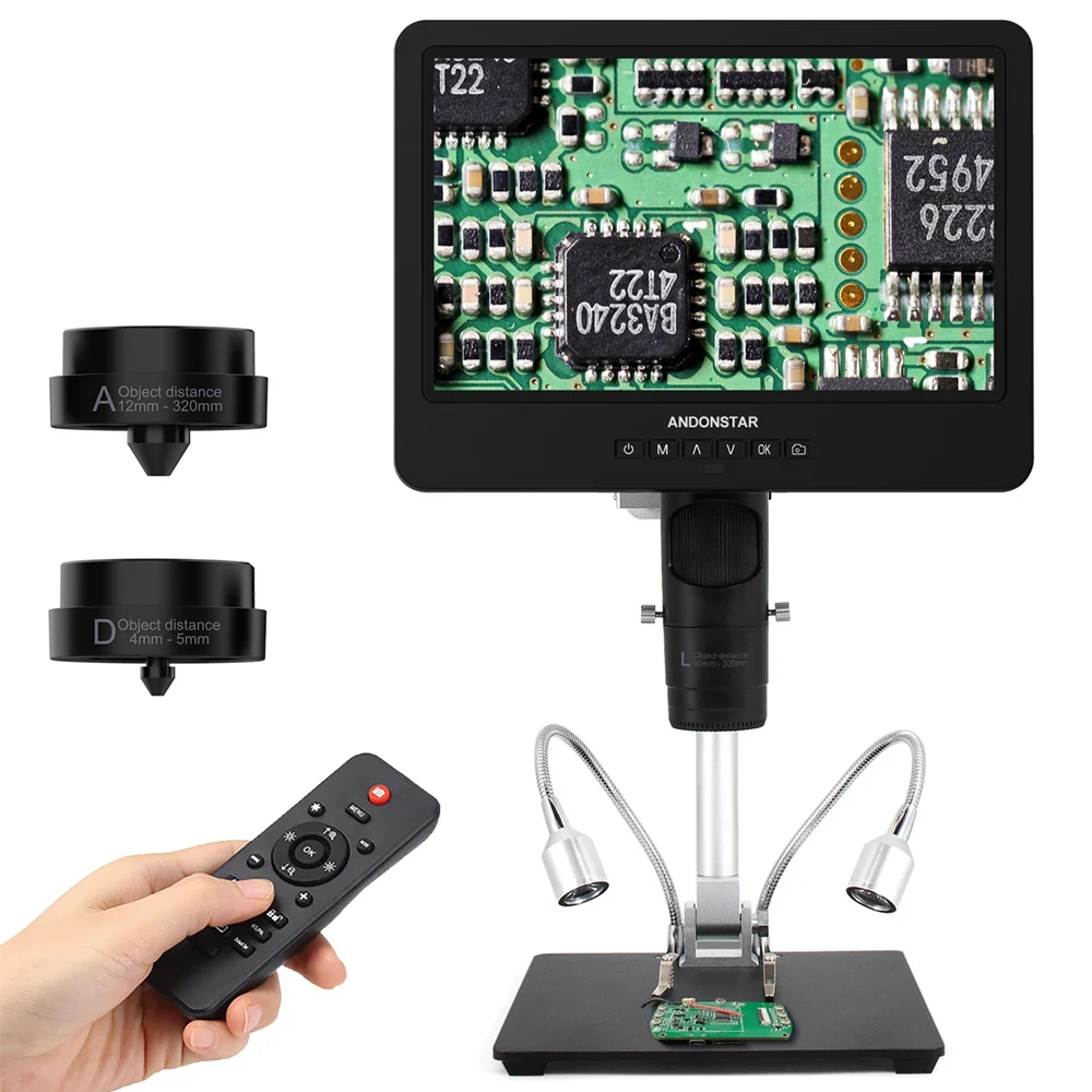 Andonstar AD249S-M 10.1'' IPS LCD UHD 2160P HDMI Digital Microscope 2000X with 3 Lens for PCB Phone Repair Soldering Microscopio - Image 7