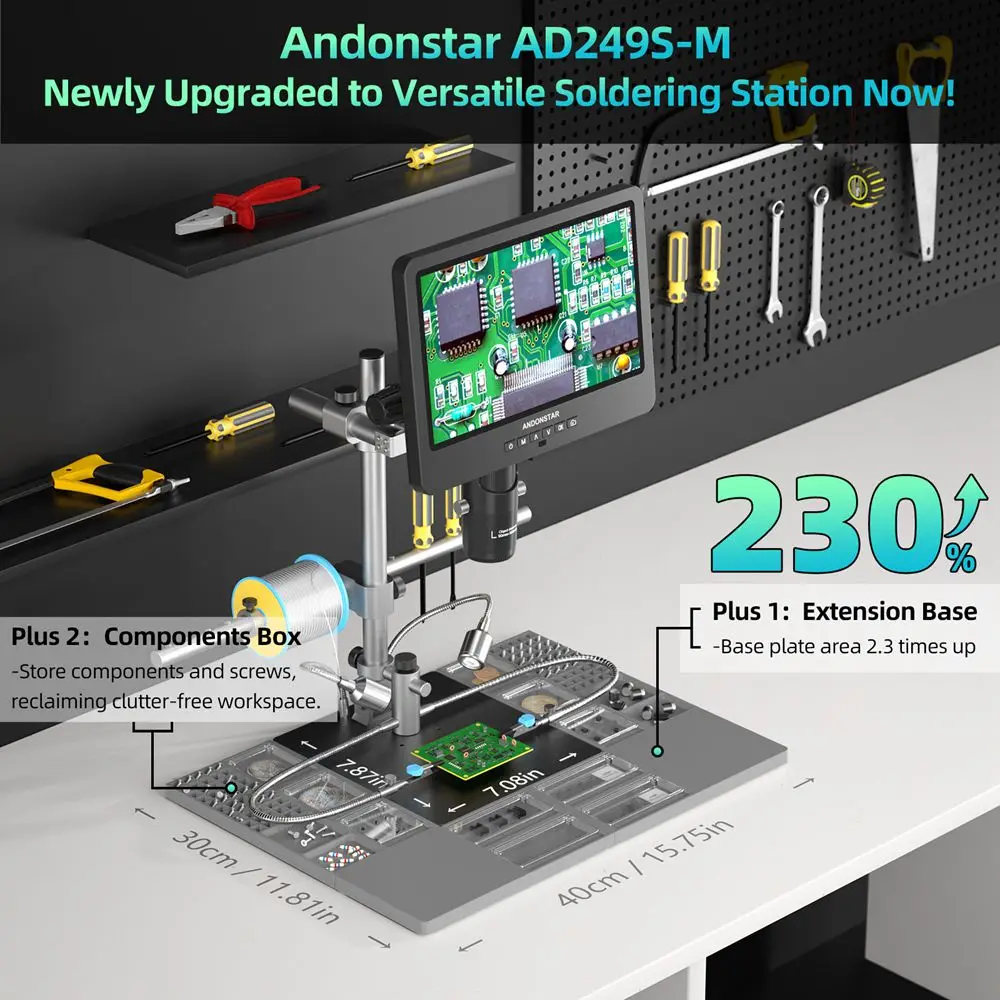 Andonstar AD249SM-Plus HDMI Digital Microscope 2000X  10.1'' IPS Screen for PCB/SMD Soldering Microscope Phone Watch Repairing - Image 3