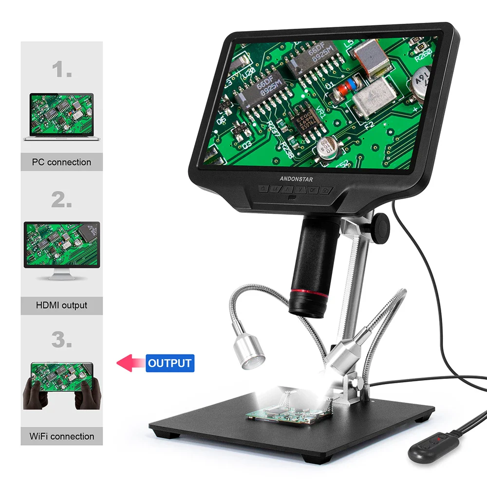 Andonstar AD409 HDMI Digital Microscope 10.1‘’ LCD Screen Soldering Microscope 300X USB Electronic Microscope for PCB Soldering - Image 3