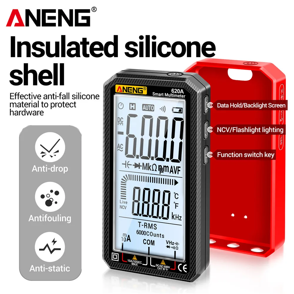 ANENG 620A Digital Multimeter 6000 Counts Professional AC/DC Current Voltage Resistance Diode NCV Multimetro Meter Tester Tools - Image 3