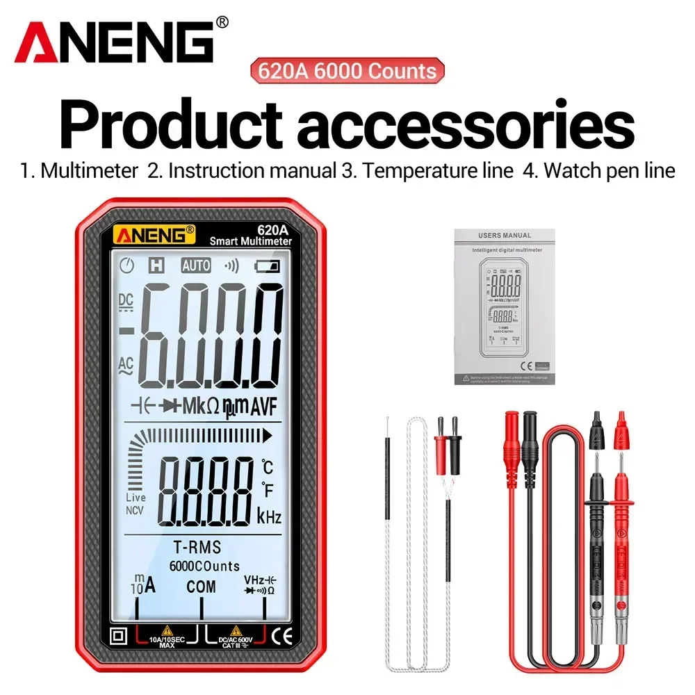 ANENG 620A Digital Multimeter 6000 Counts Professional AC/DC Current Voltage Resistance Diode NCV Multimetro Meter Tester Tools - Image 7