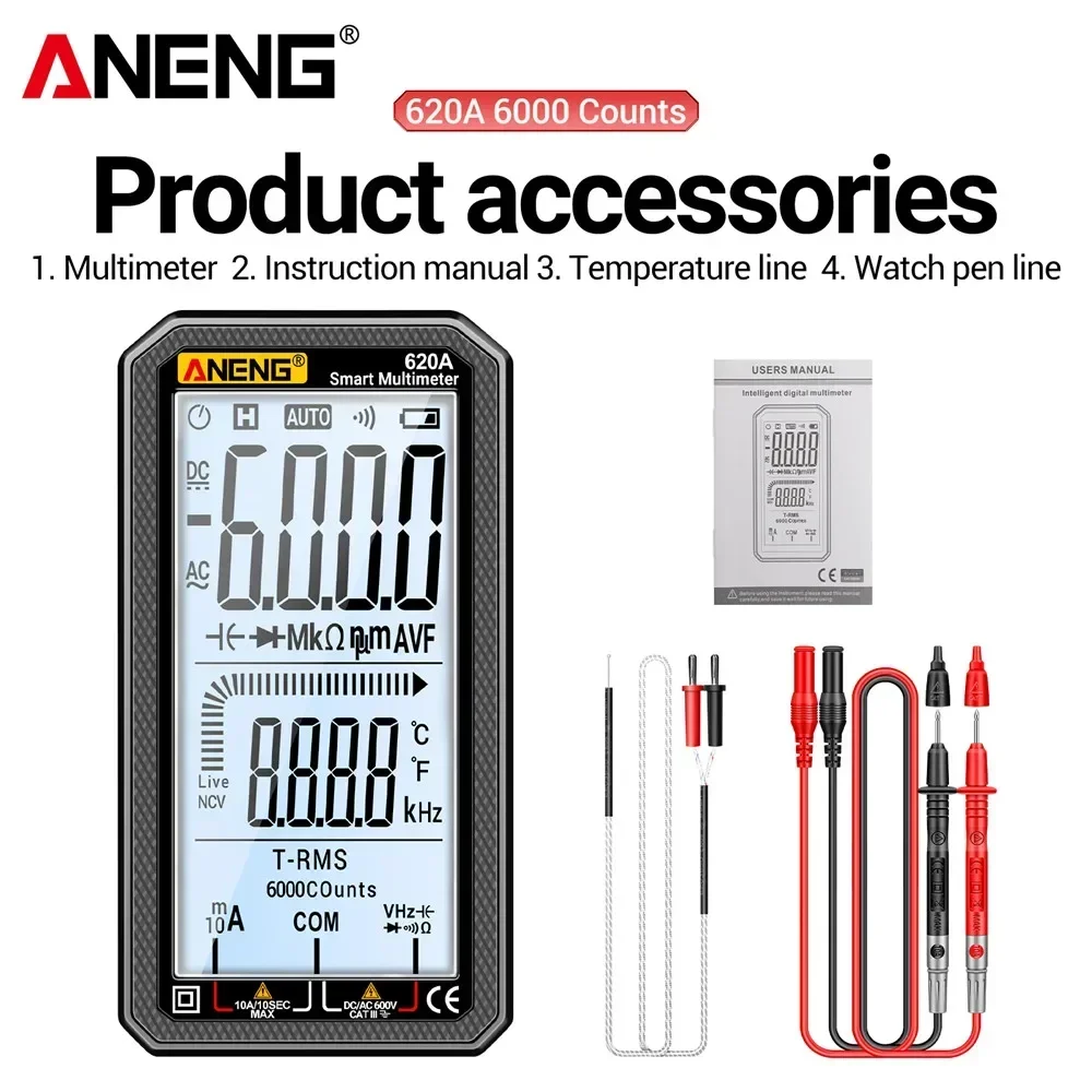 ANENG 620A Digital Multimeter 6000 Counts Professional AC/DC Current Voltage Resistance Diode NCV Multimetro Meter Tester Tools - Image 8