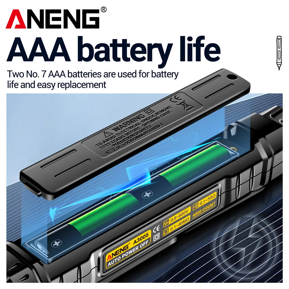 ANENG A3005 Digital Professional Multimeter Pen Testers AC/DC Voltage Meter Live Zero Line Detector Buzzer Ohm Tester Tools - Image 5