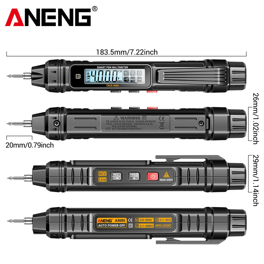 ANENG A3005 Digital Professional Multimeter Pen Testers AC/DC Voltage Meter Live Zero Line Detector Buzzer Ohm Tester Tools - Image 6