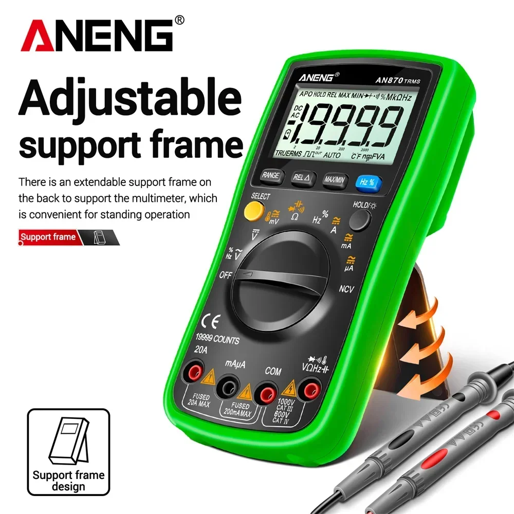 ANENG AN870 Digital Multimeter Profesional 19999 Counts  AC/Voltage Current NCV Capacitance Resistance Ohm Auto Range Test Tool - Image 4