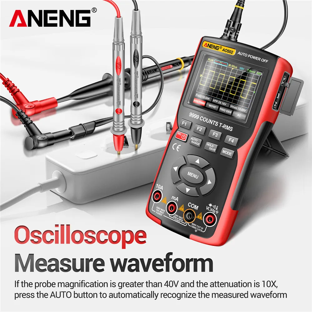 ANENG AOS02 Digital Oscilloscope 48MS/s Sampling Rate 10MHZ Analog Transistor Test Multimeter Bandwidth Support Waveform Storage - Image 3