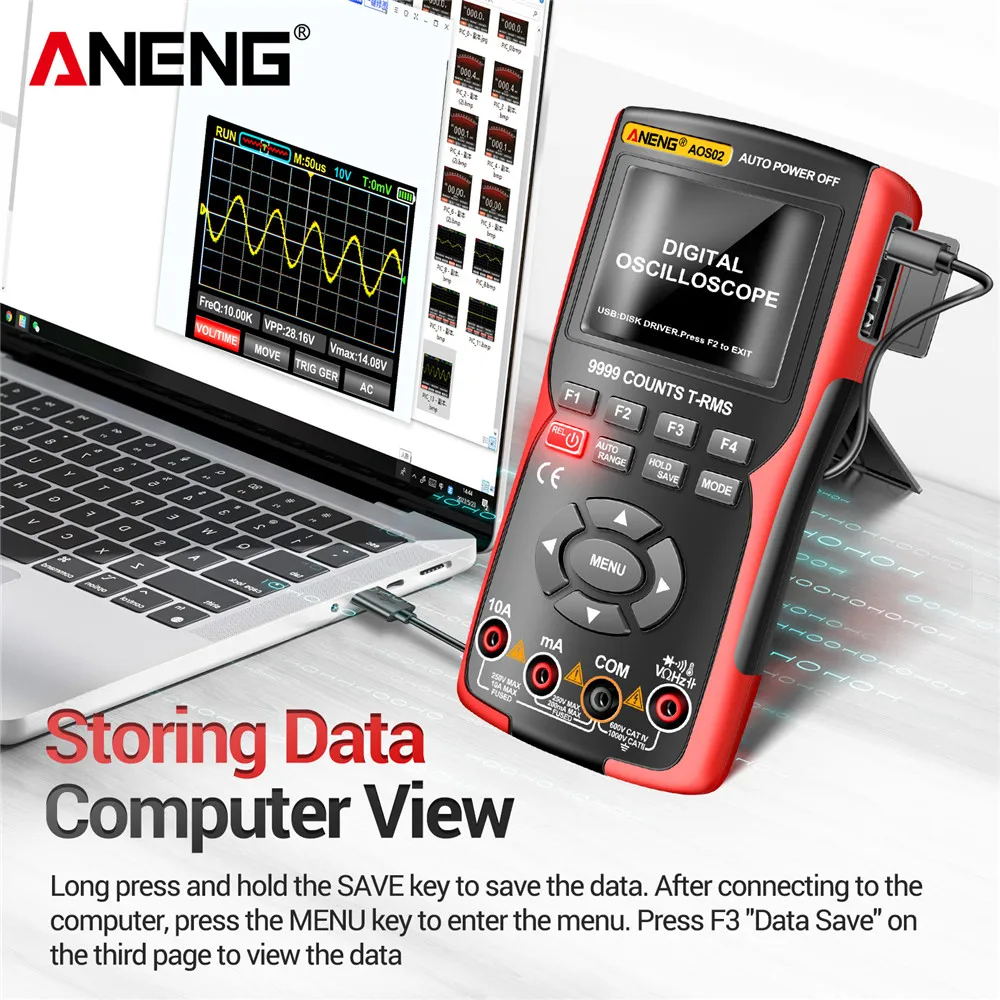 ANENG AOS02 Digital Oscilloscope 48MS/s Sampling Rate 10MHZ Analog Transistor Test Multimeter Bandwidth Support Waveform Storage - Image 4